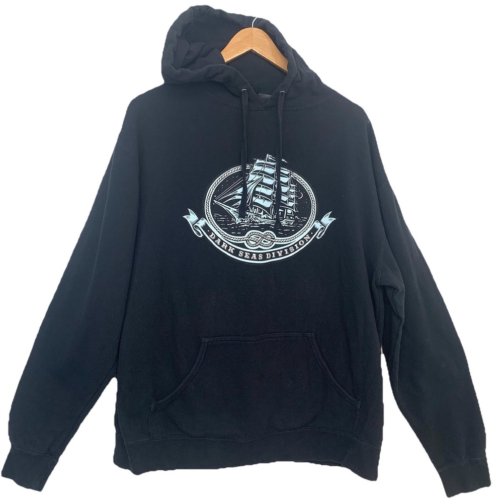 Dark Seas Division Hoodie Sweatshirt Black Graphic Men XL Boat Ship Outdoor
